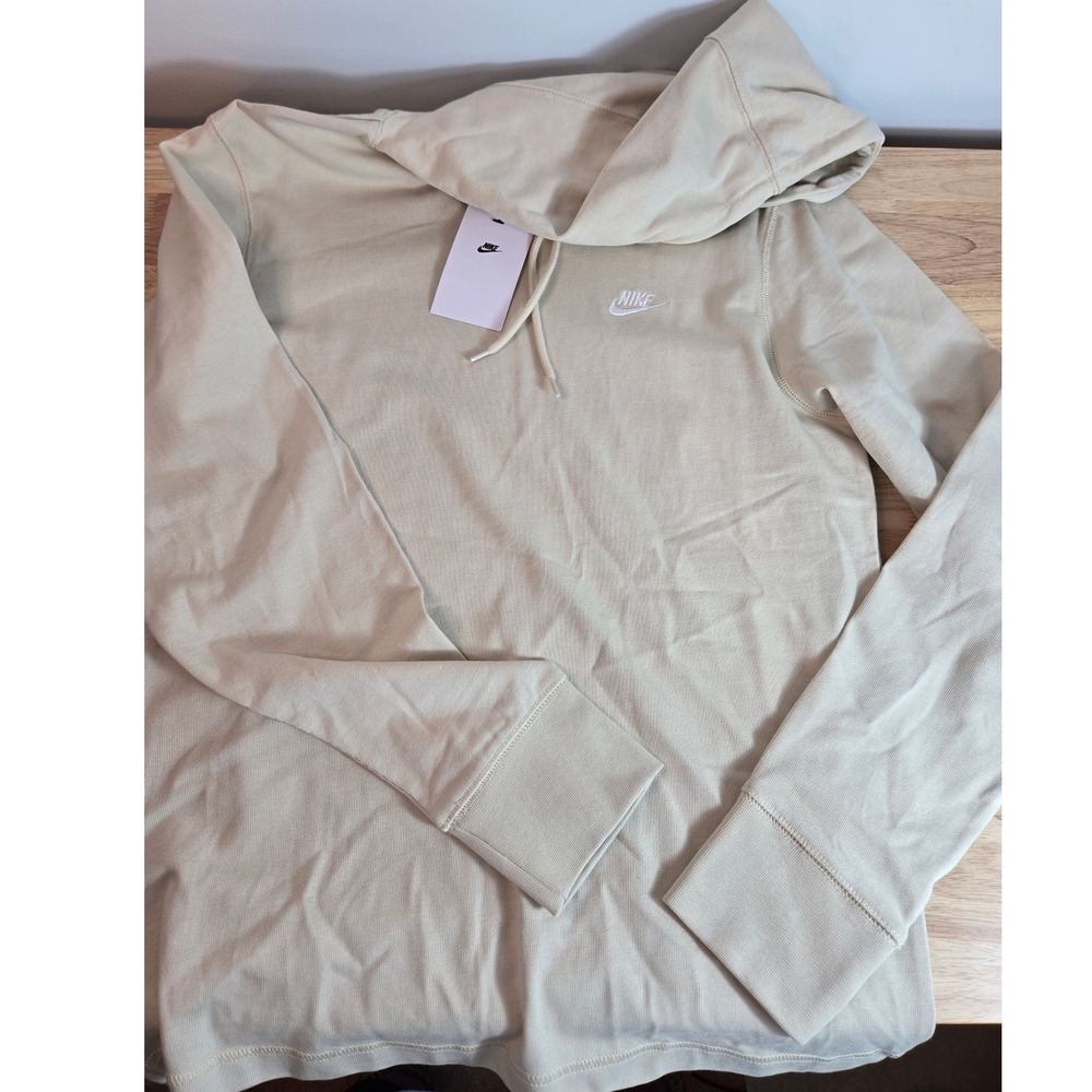 Nike Sportswear Essential Womens Hoodie Light Beige Pullover Logo S NEW